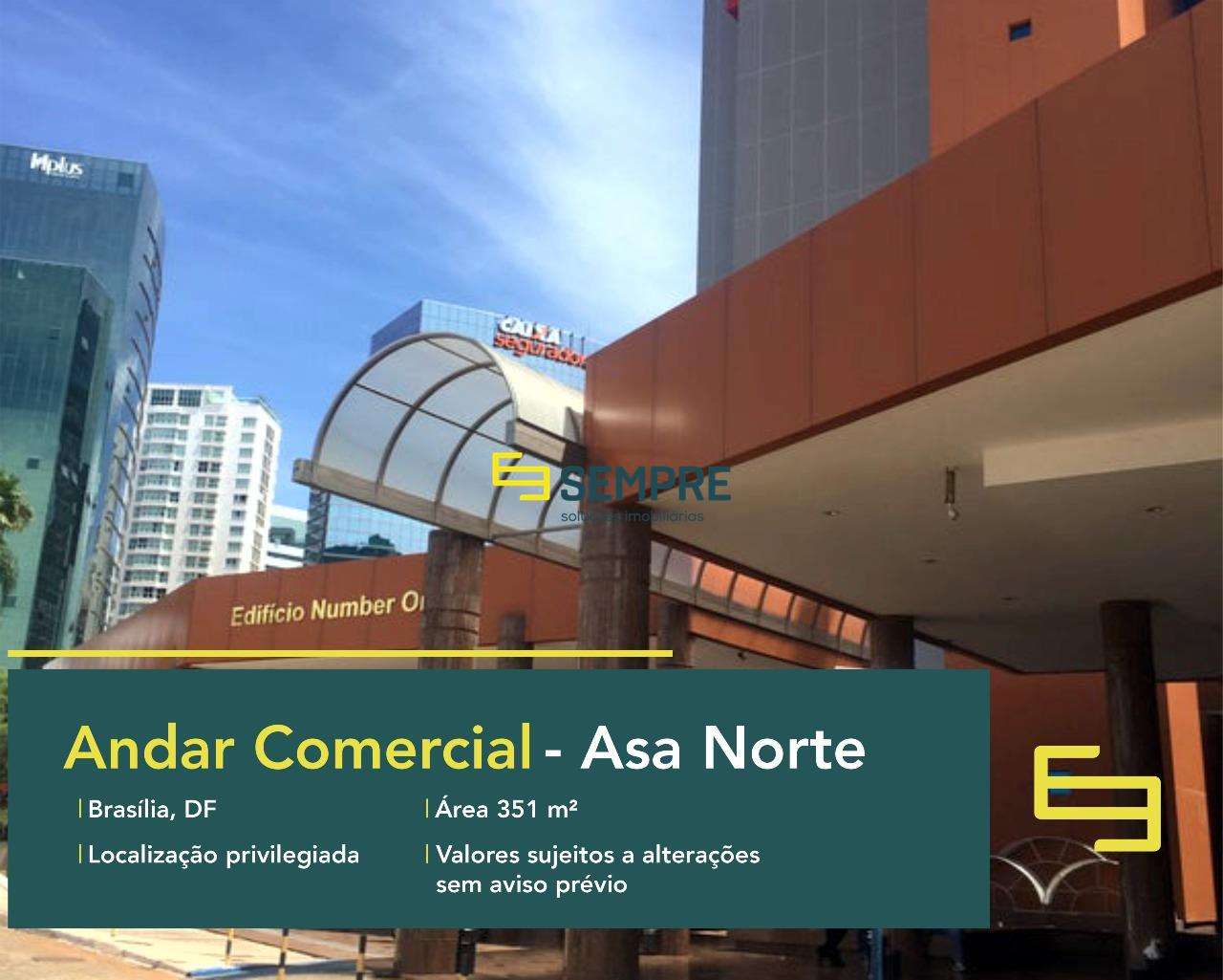 Andar comercial para locação em Brasília - Edifício Number One, excelente localização. O estabelecimento comercial conta com área de 351 m².