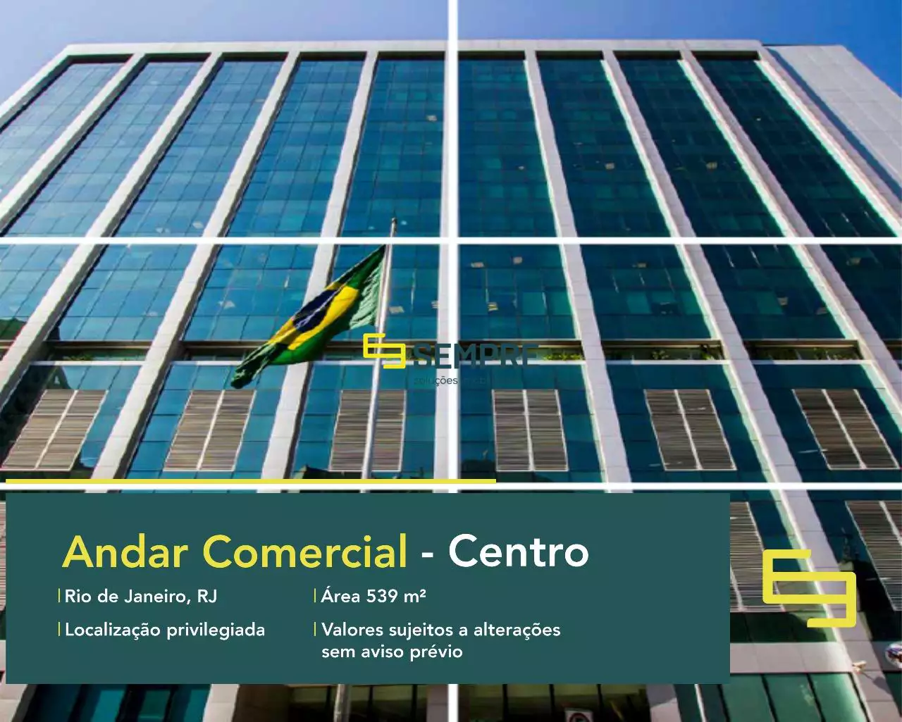 Andar corporativo no Lagoa Corporate para locação - RJ, excelente localização. O estabelecimento comercial conta com área de 539,45 m².