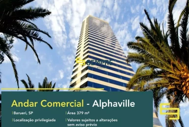Andar corrido para locação em Alphaville - Edifício iTower, excelente localização. O estabelecimento comercial conta com área de 379 m².