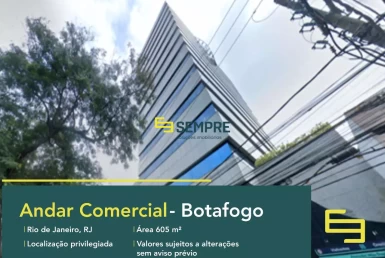Andar corrido para locação no Botafogo Trade Center - RJ, excelente localização. O estabelecimento comercial conta com área de 605 m².