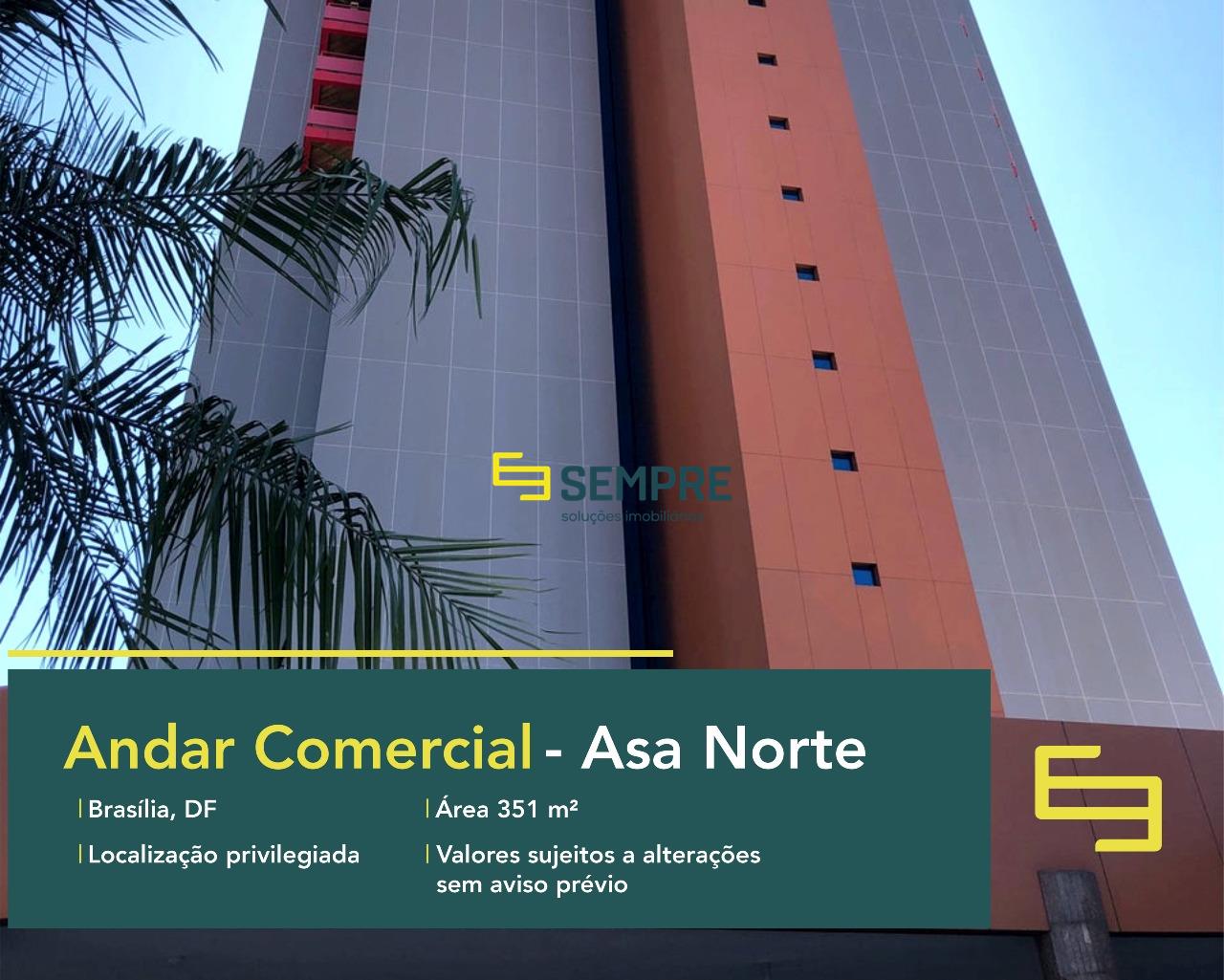 Andar corrido para locação em Brasília - Edifício Number One, excelente localização. O estabelecimento comercial conta com área de 351 m².