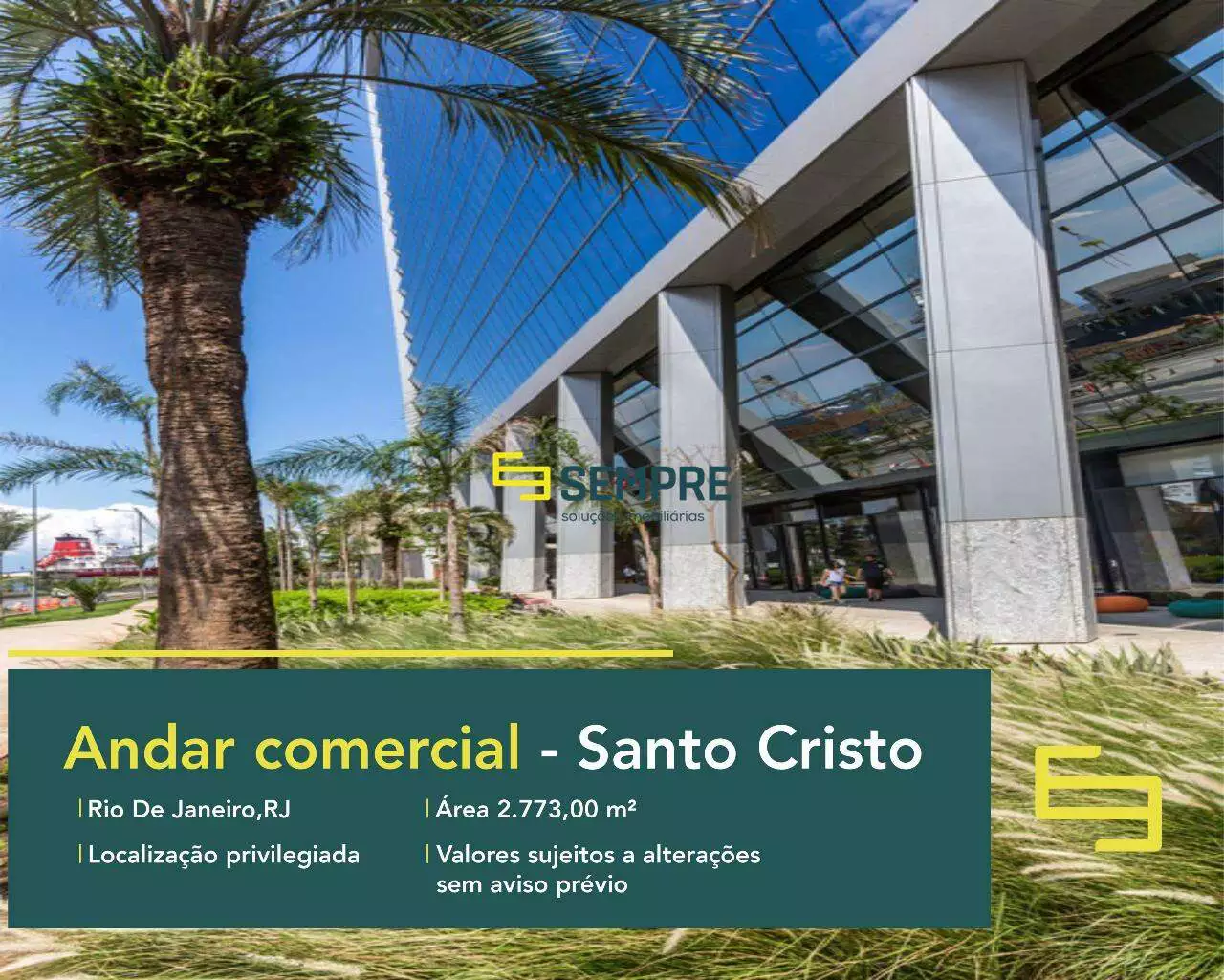 Laje corporativa no AQWA Corporate para locação - Rio de Janeiro. O estabelecimento comercial conta com área de 2.773,00 m².