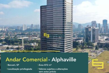 Locação de laje corporativa no Alphaville - Evolution Corporate. O estabelecimento comercial conta, sobretudo, com área de 872,04 m².