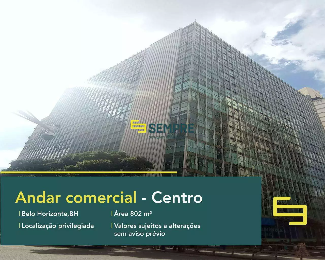 Prédio comercial no Edifício Vicente de Araujo para locação - BH, excelente localização. O ponto comercial conta com área de 802 m².