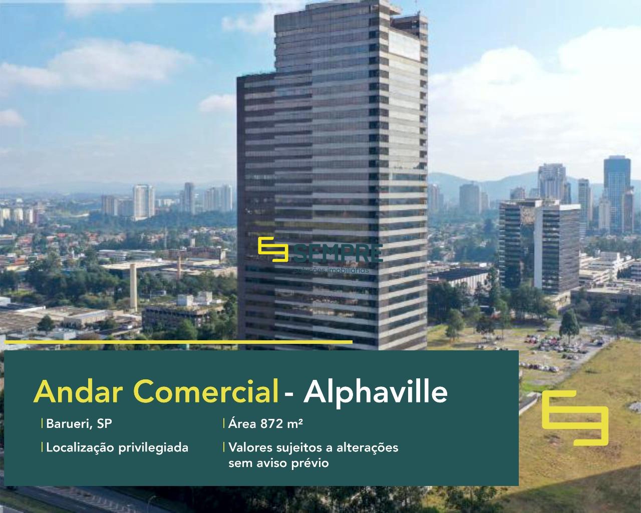 Locação de laje corporativa no Alphaville - Evolution Corporate. O estabelecimento comercial conta, sobretudo, com área de 872,04 m².