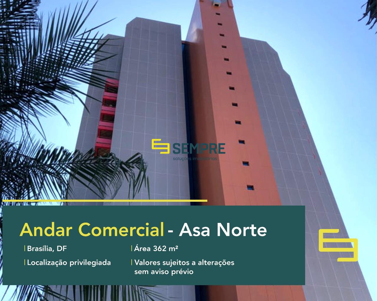 Andar corporativo para locação em Brasília - Edifício Number One, excelente localização. O estabelecimento comercial conta com área de 362 m².