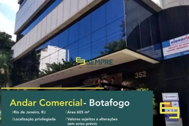 Andar corrido para alugar no Botafogo Trade Center - RJ, excelente localização. O estabelecimento comercial conta com área de 605 m².