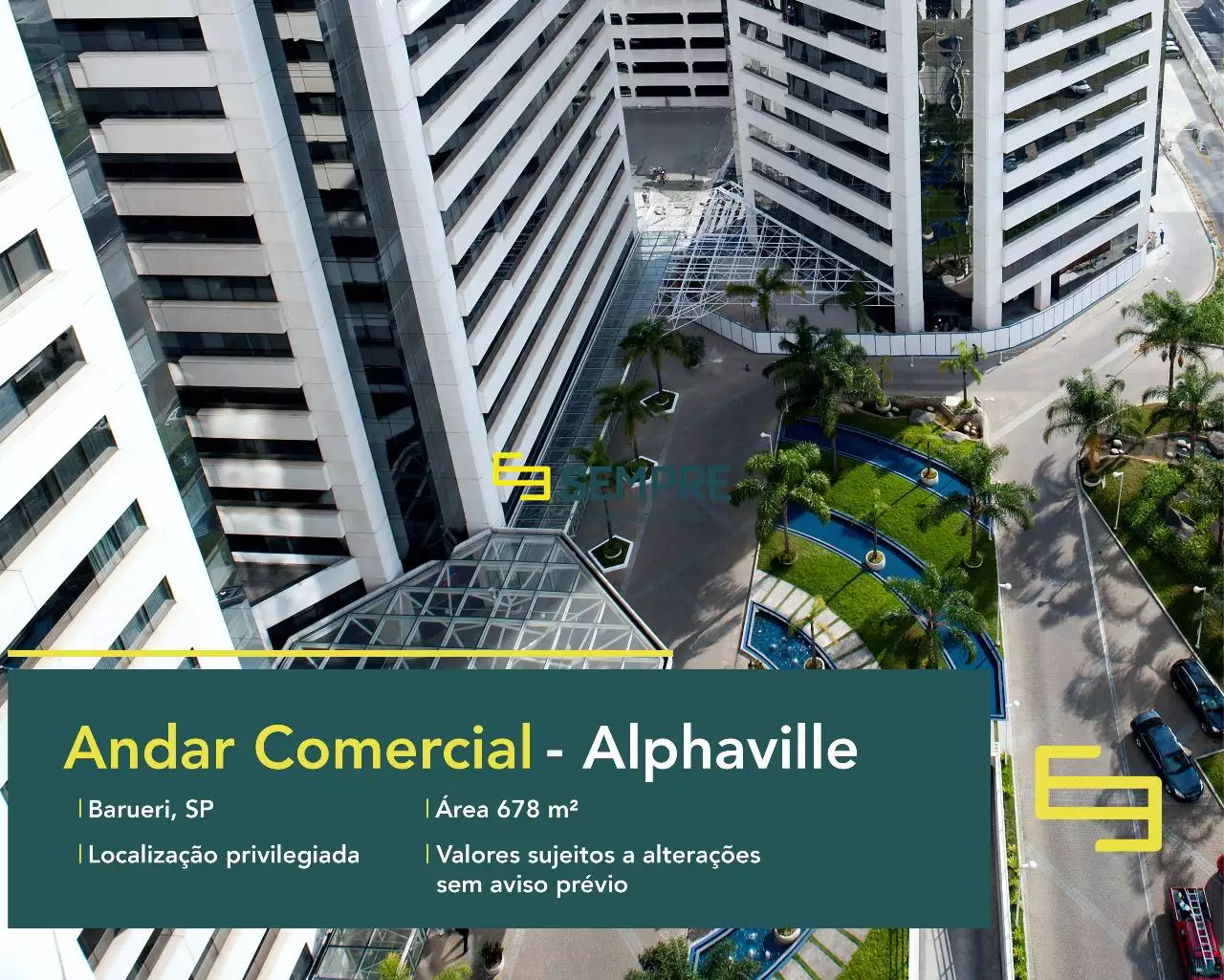 Laje corporativa em Alphaville para locação - Barueri, excelente localização. O estabelecimento comercial conta com área de 678 m².