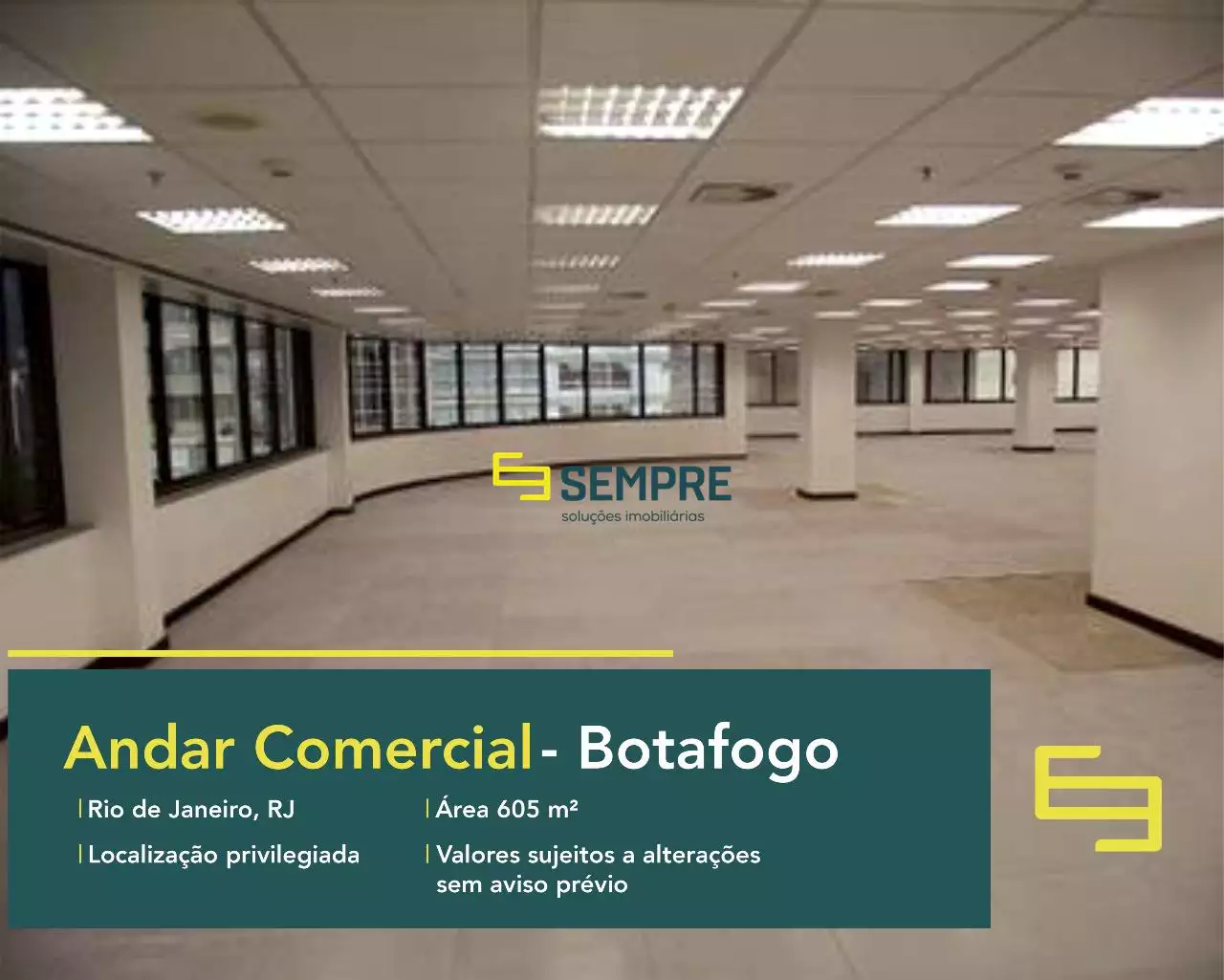 Andar corporativo para alugar no Botafogo Trade Center - RJ, excelente localização. O estabelecimento comercial conta com área de 605 m².