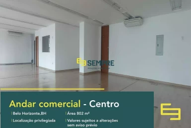 Laje corporativa no Edifício Vicente de Araujo para locação - BH, excelente localização. O ponto comercial conta com área de 802 m².