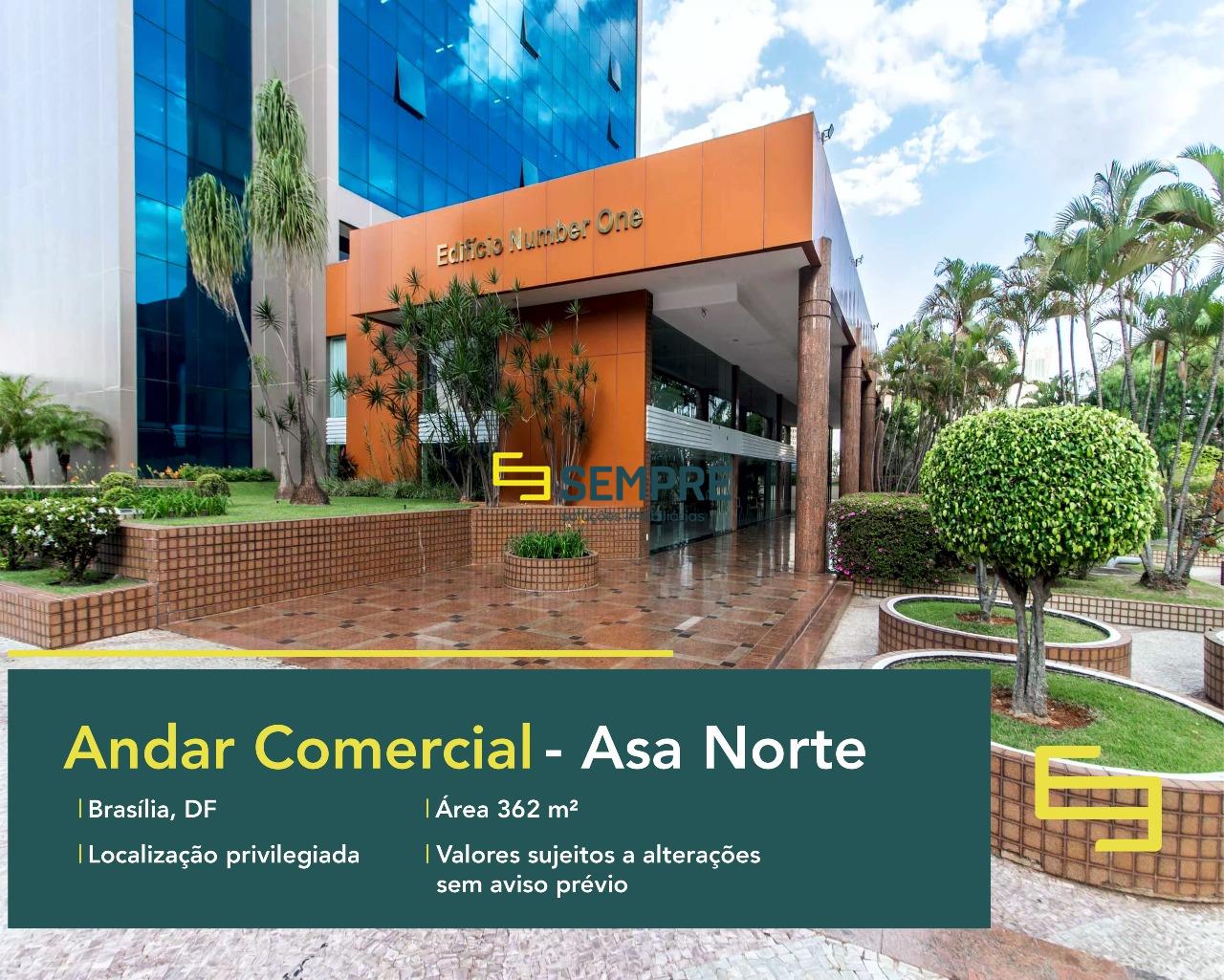 Laje corporativa para alugar em Brasília - Edifício Number One, excelente localização. O estabelecimento comercial conta com área de 362 m².