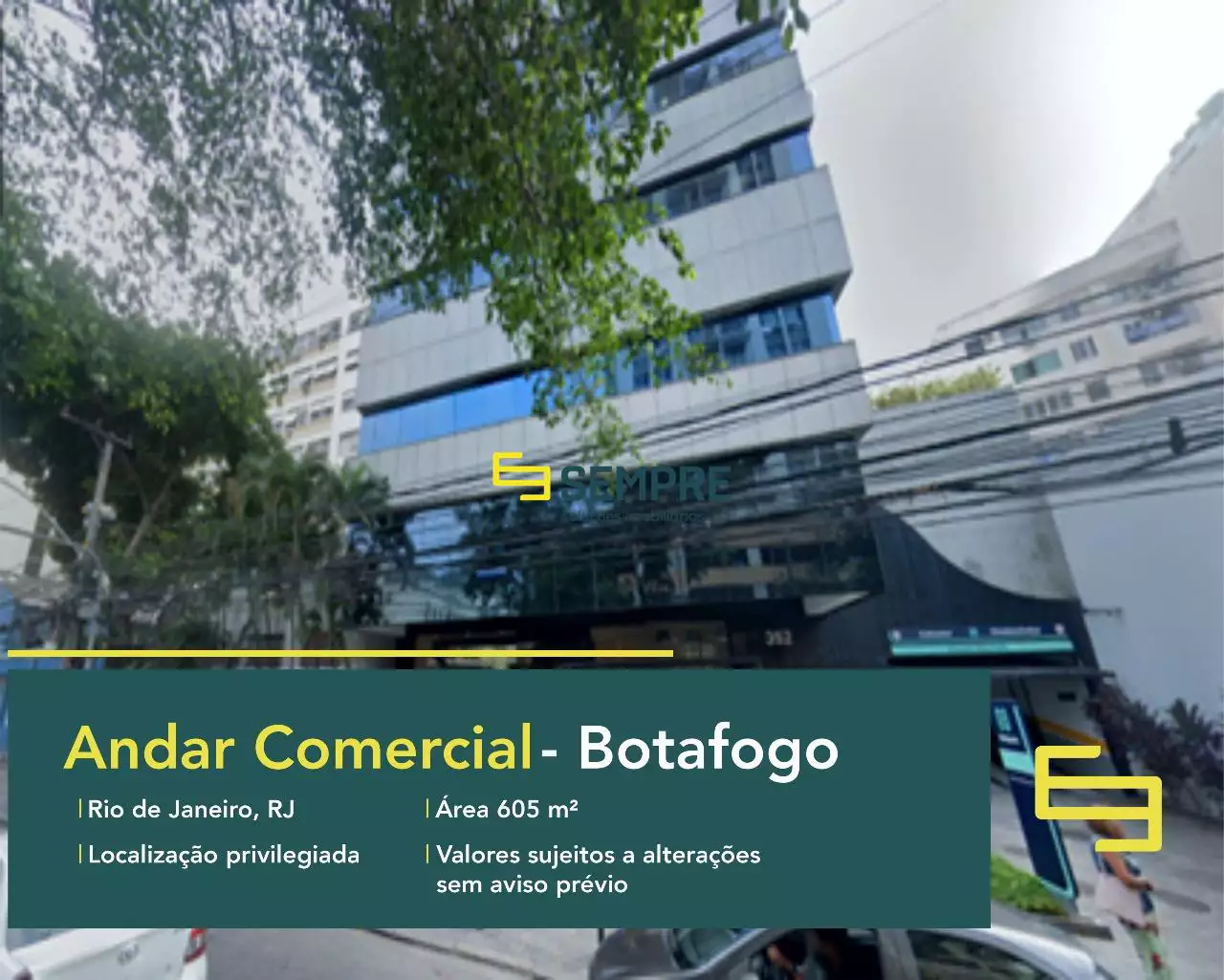 Andar corporativo para locação no Botafogo Trade Center - RJ, excelente localização. O estabelecimento comercial conta com área de 605 m².