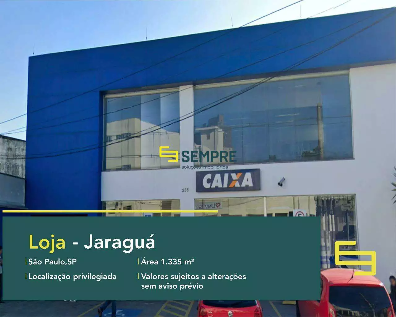Loja para vender Jardim São João (Jaraguá) em São Paulo, em excelente localização. O estabelecimento comercial conta com área de 1.335,51 m².