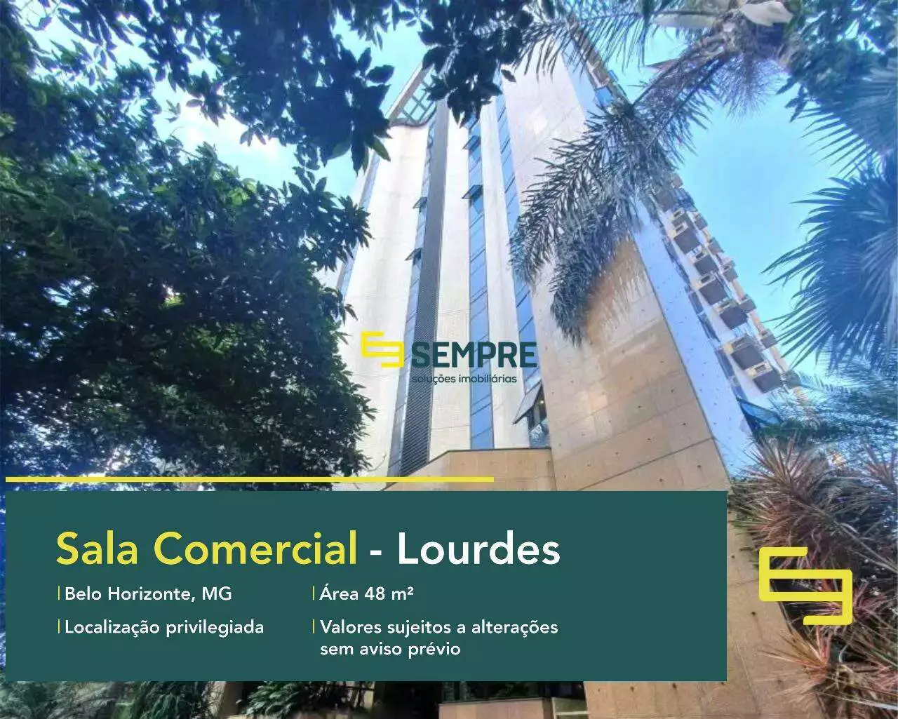 Sala comercial à venda no Lourdes em Belo Horizonte, em excelente localização. O estabelecimento comercial conta com área de 48 m².