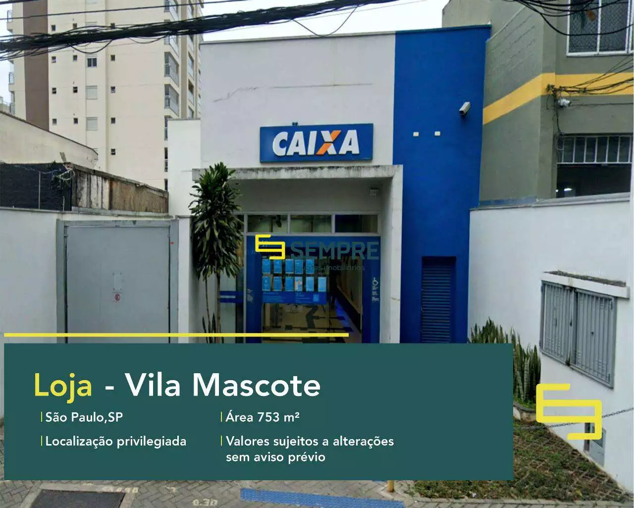 Loja na Vila Mascote para locação em São Paulo, excelente localização. O estabelecimento comercial conta com área de 753,36 m².