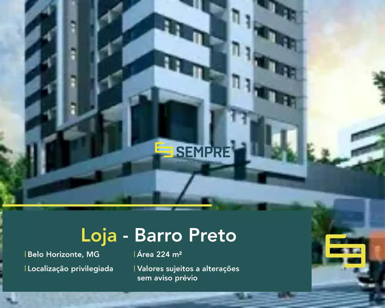 Loja à venda no bairro Barro Preto em Belo Horizonte, em excelente localização. O estabelecimento comercial conta com área de 224,51 m².
