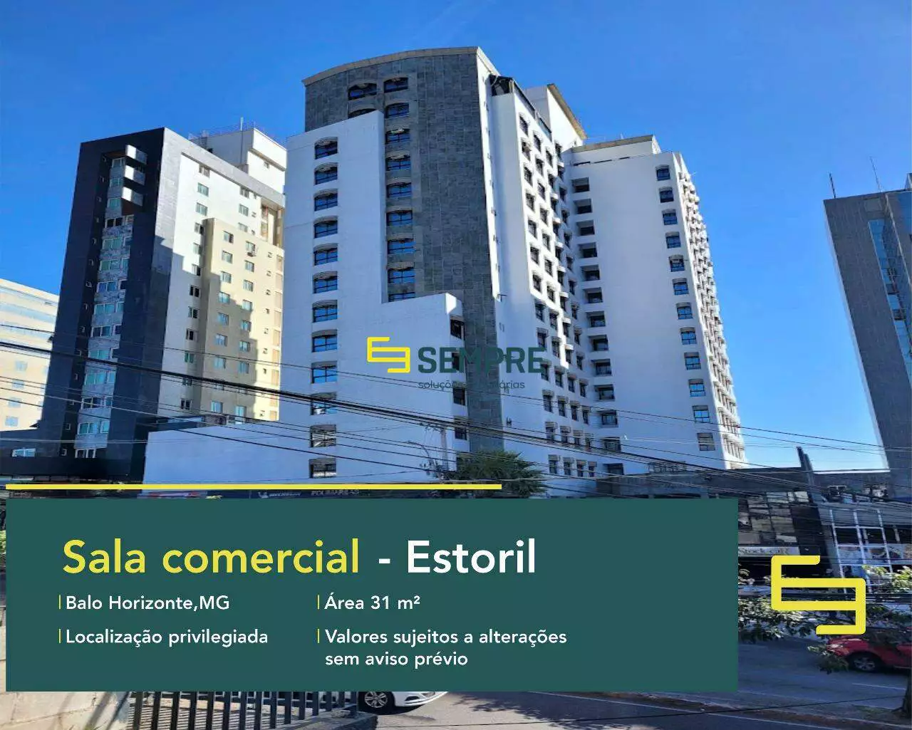 Sala comercial à venda no Estoril em Belo Horizonte, em excelente localização. O estabelecimento comercial conta com área de 31 m².
