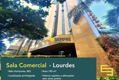 Conjunto de salas comerciais no Lourdes em Belo Horizonte, em excelente localização. O estabelecimento comercial conta com área de 100 m².
