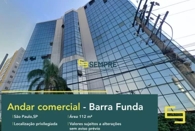 Andar corrido em Barra Funda à venda em São Paulo, em excelente localização. O estabelecimento comercial conta com área de 112,70 m².