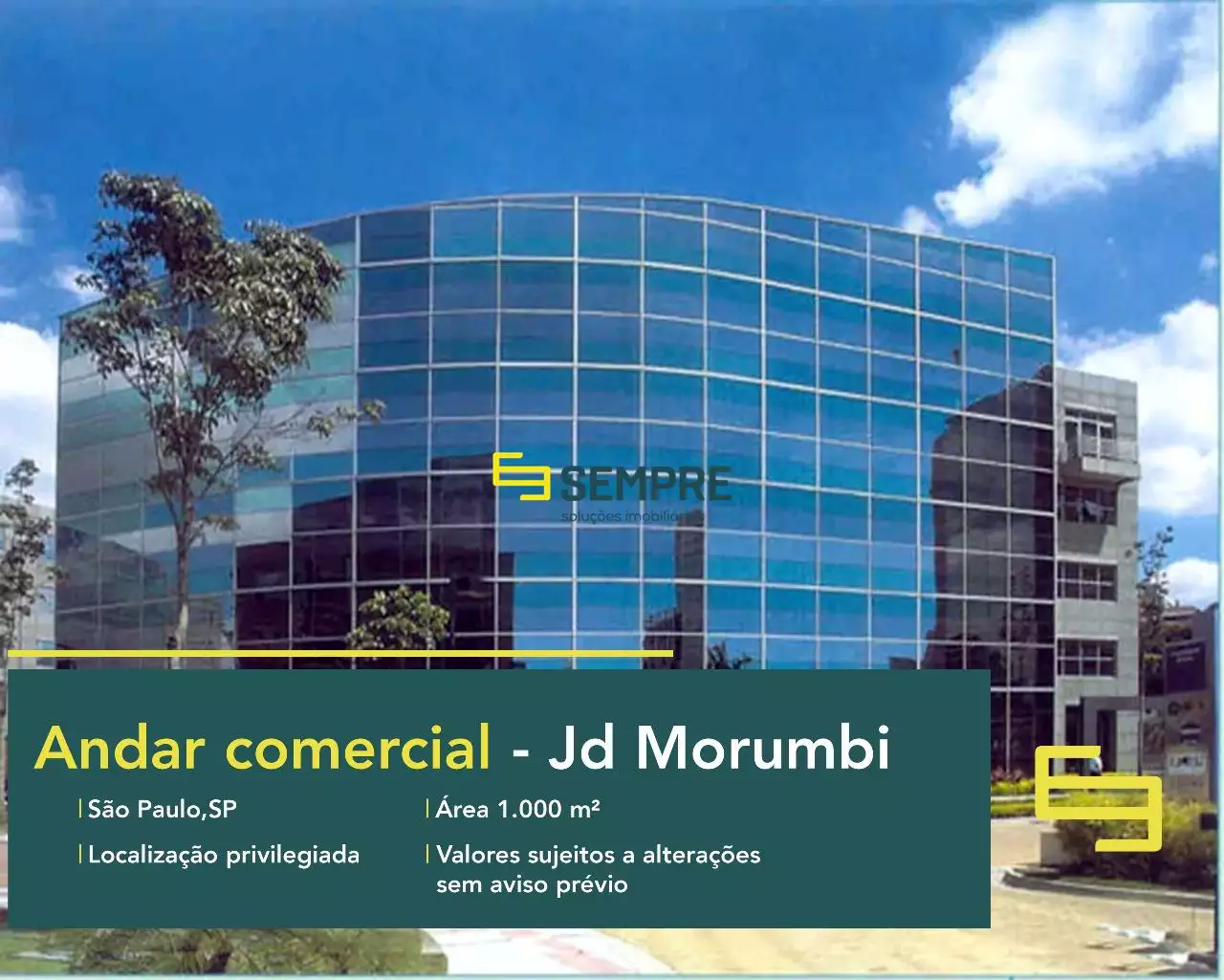 Andar corrido no Jardim Morumbi para locação - América Business, em excelente localização. O ponto comercial conta com área de 1.000 m².