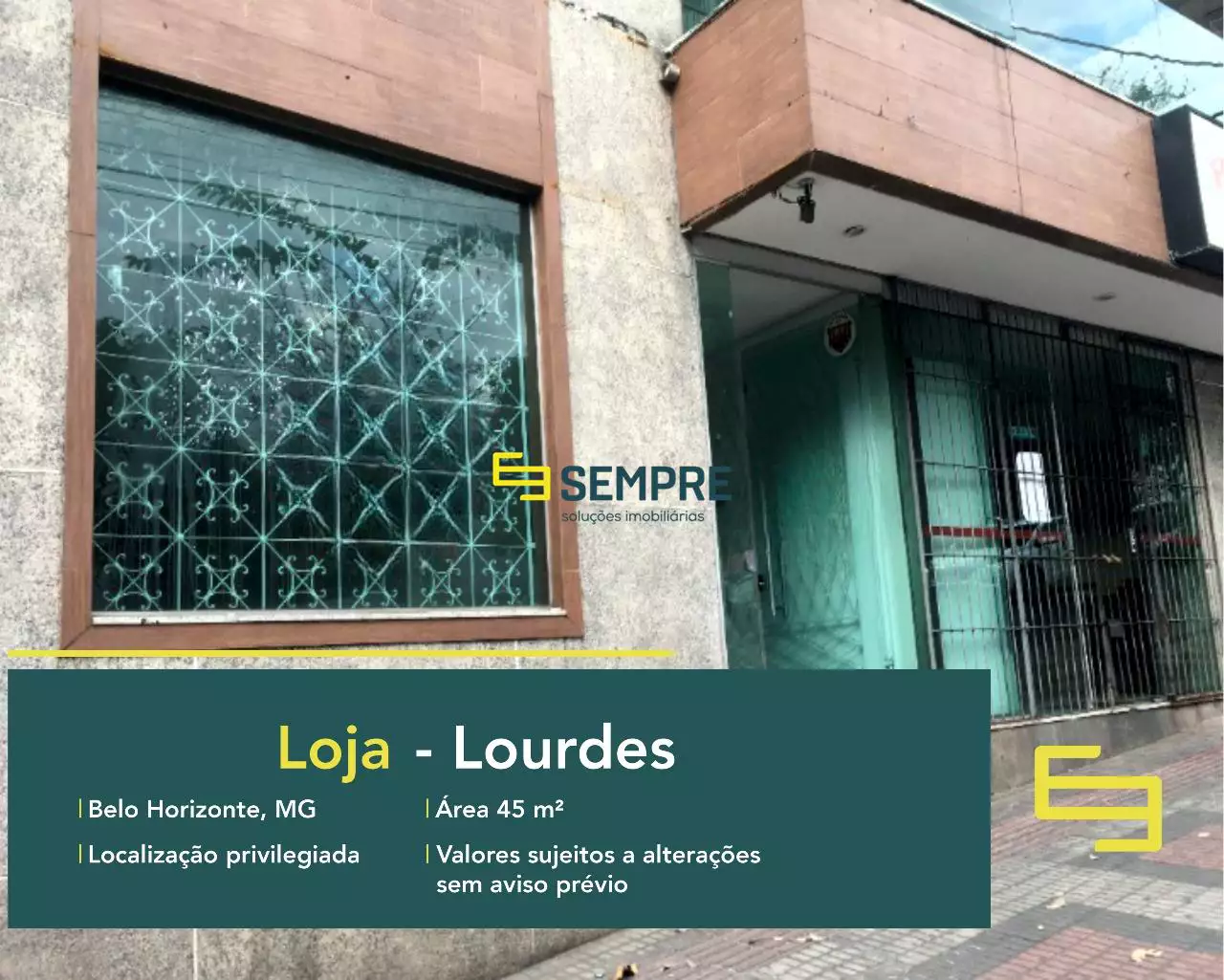 Loja na avenida do Contorno para alugar no Lourdes - BH, em excelente localização. O estabelecimento comercial conta com área de 36 m².