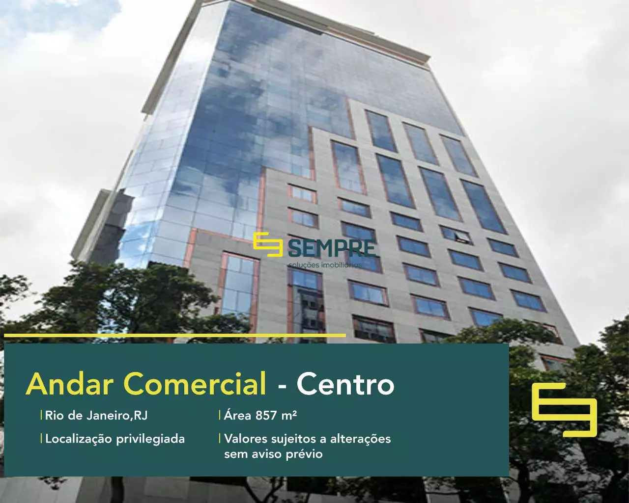 Andar comercial no Candelária Corporate para alugar - RJ, em excelente localização. O ponto comercial conta com área de 857 m².