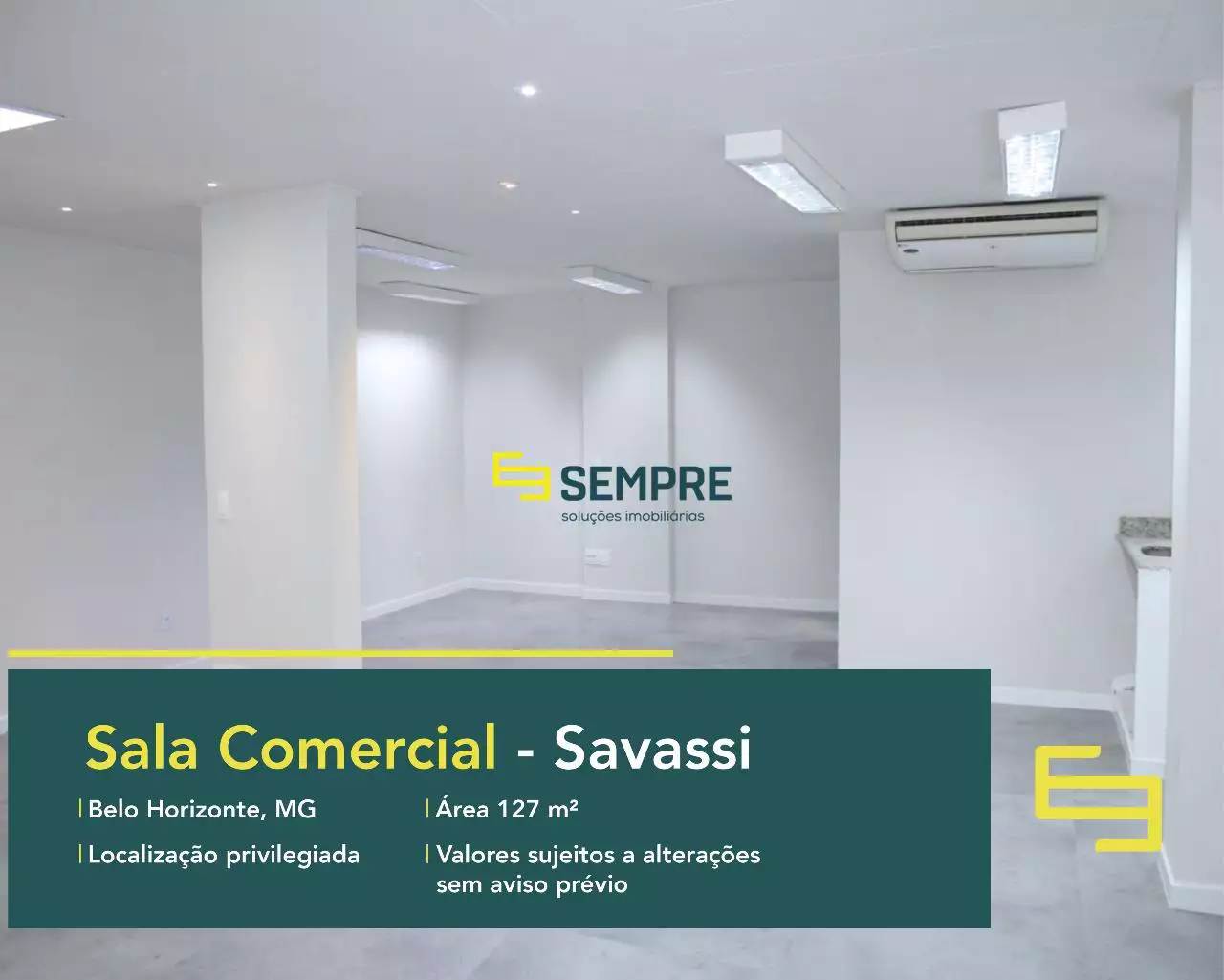 Sala comercial no Edifício Alvares da Silva para alugar em BH, em excelente localização. O ponto comercial conta com área de 127,89 m².