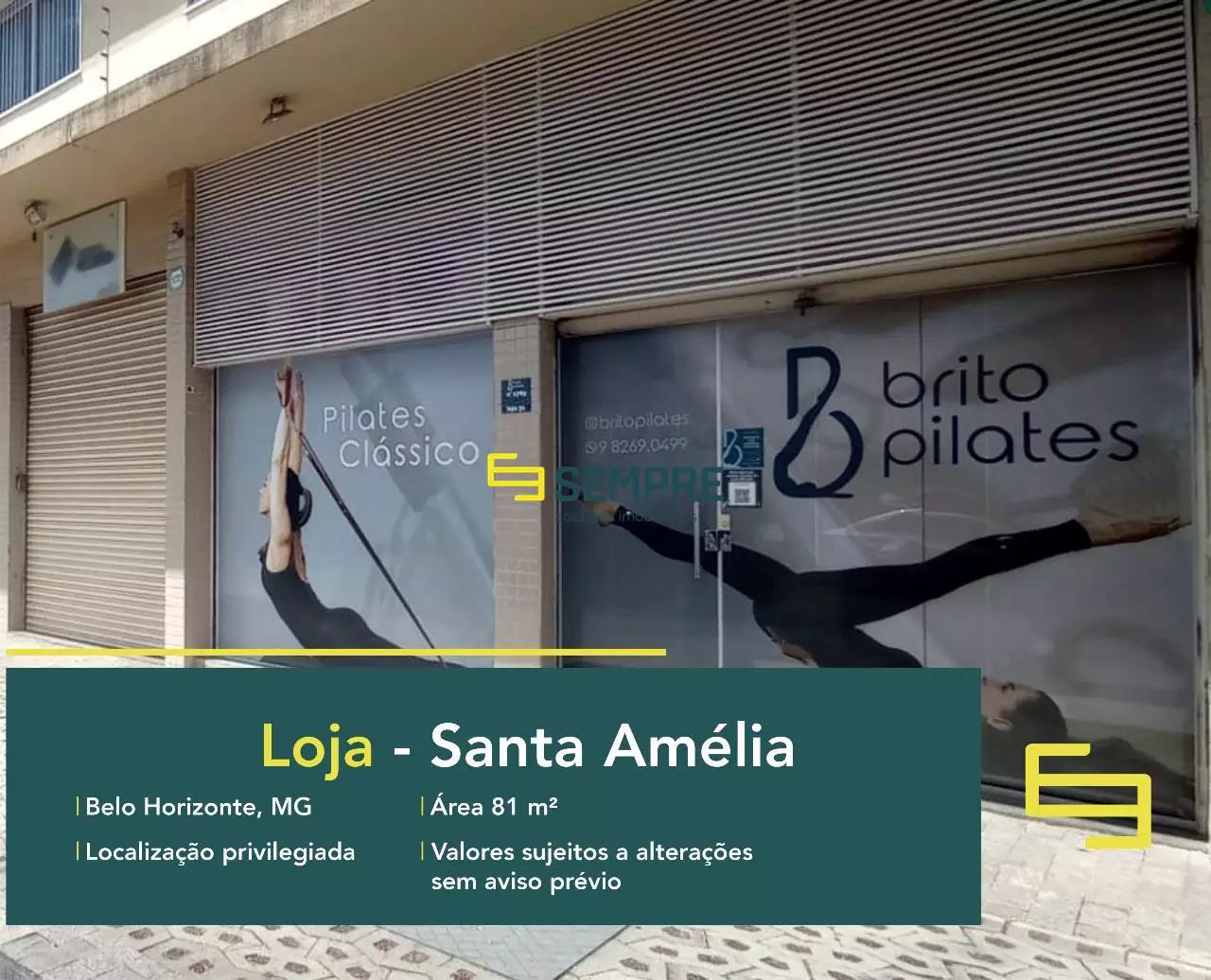 Loja para vender no Santa Amélia em Belo Horizonte, em excelente localização. O estabelecimento comercial conta com área de 80 m².