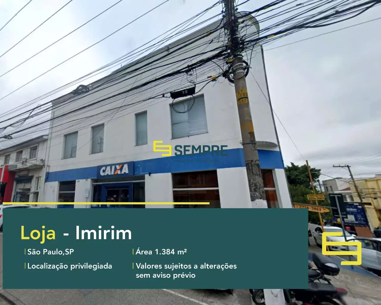 Loja para alugar no Imirim em São Paulo, excelente localização. O estabelecimento comercial conta com área de 1.384 m².