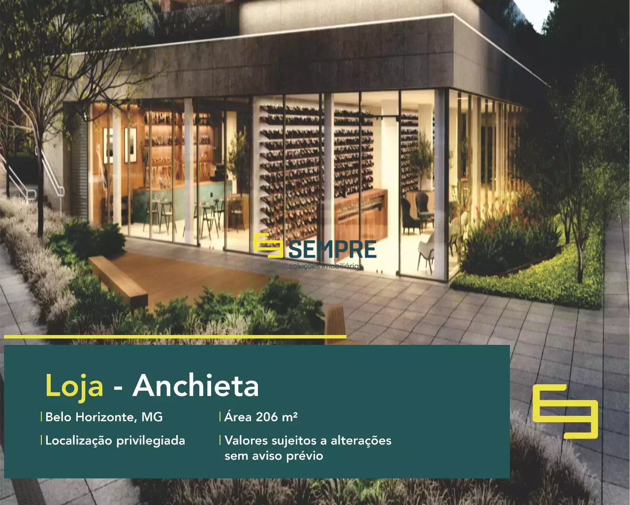 Loja à venda no Edifício Sollum - Anchieta, em excelente localização. O estabelecimento comercial conta com área de 206,22 m².