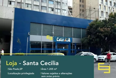 Loja para alugar no Santa Cecilia em São Paulo, excelente localização. O estabelecimento comercial conta com área de 1.205,86 m².