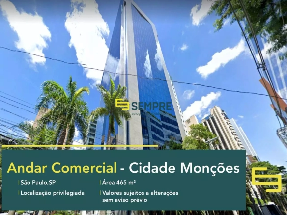 Andar comercial no Edifício Ronaldo Sampaio para alugar em SP, em excelente localização. O ponto comercial conta com área de 465 m².