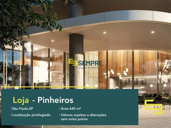 Loja no Edifício Pátio Rebouças para locação em São Paulo, em excelente localização. O ponto comercial conta com área de 640 m².