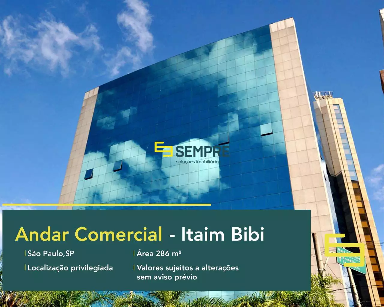 Andar corporativo no Isabella Plaza no Itaim Bibi/SP, em excelente localização. O ponto comercial conta com área de 296 m².