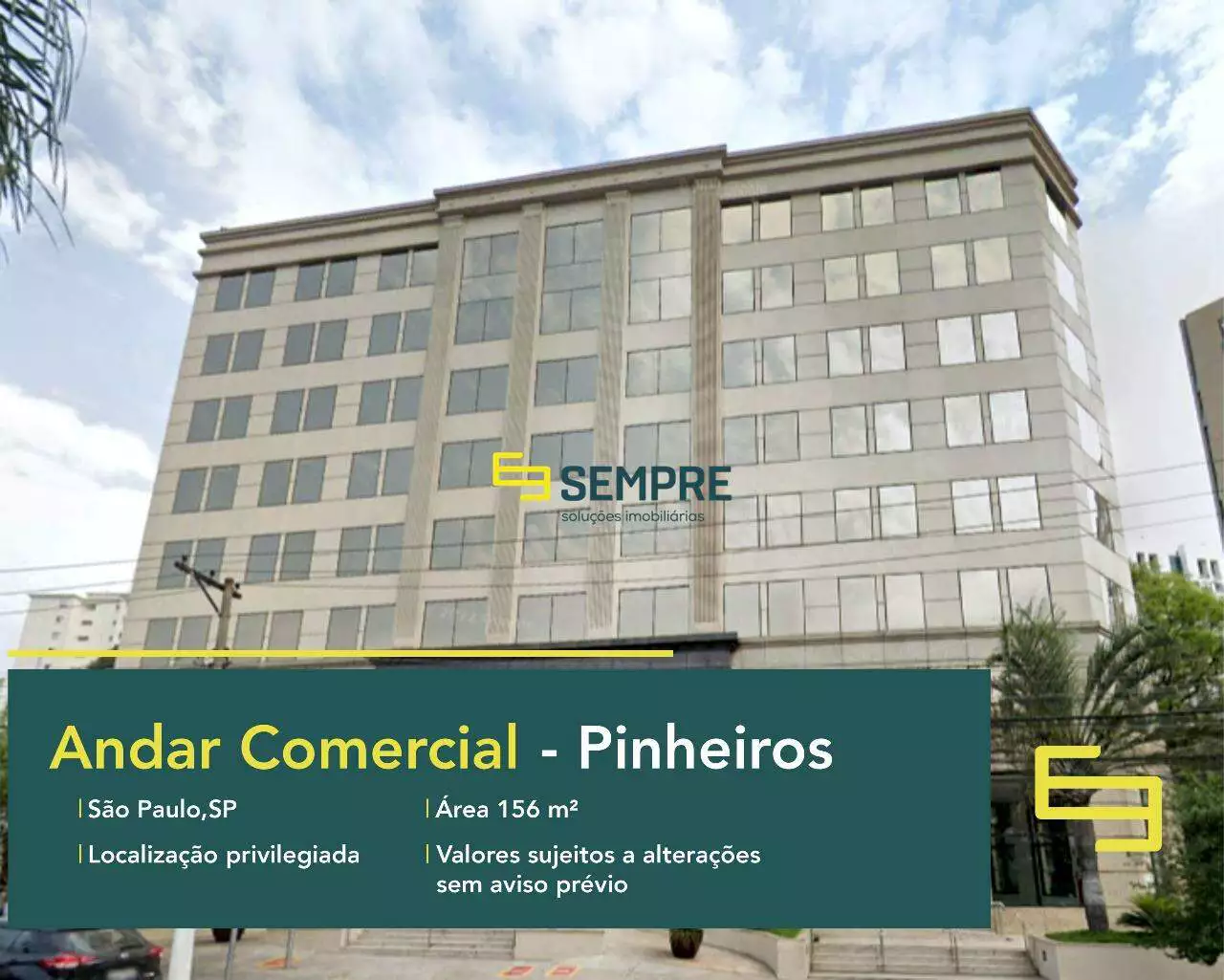 Andar corrido no Capital Plaza para alugar no Pinheiros - SP, em excelente localização. O ponto comercial conta com área de 156 m².