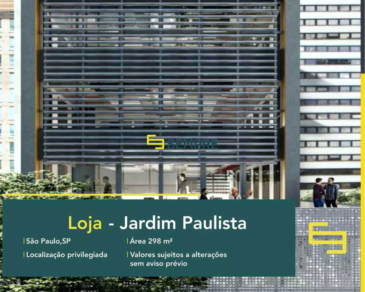 Loja para locação no Bravo Paulista - Jardim Paulista/SP, em excelente localização. O ponto comercial conta com área de 298,61 m².