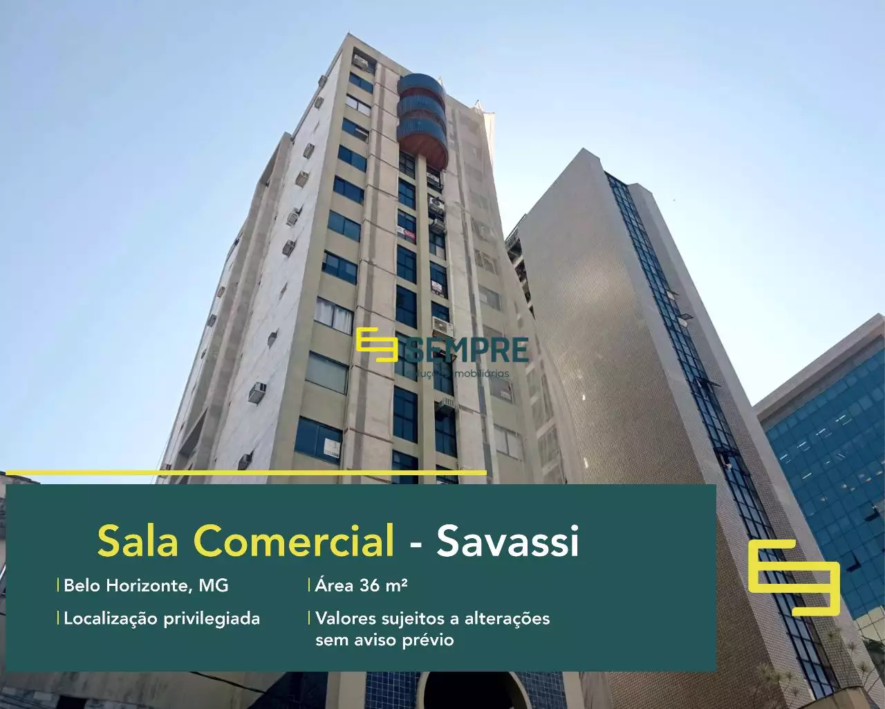 Sala comercial no Edifício La Rochelle à venda em BH, em excelente localização. O ponto comercial conta com área de 36,18 m².