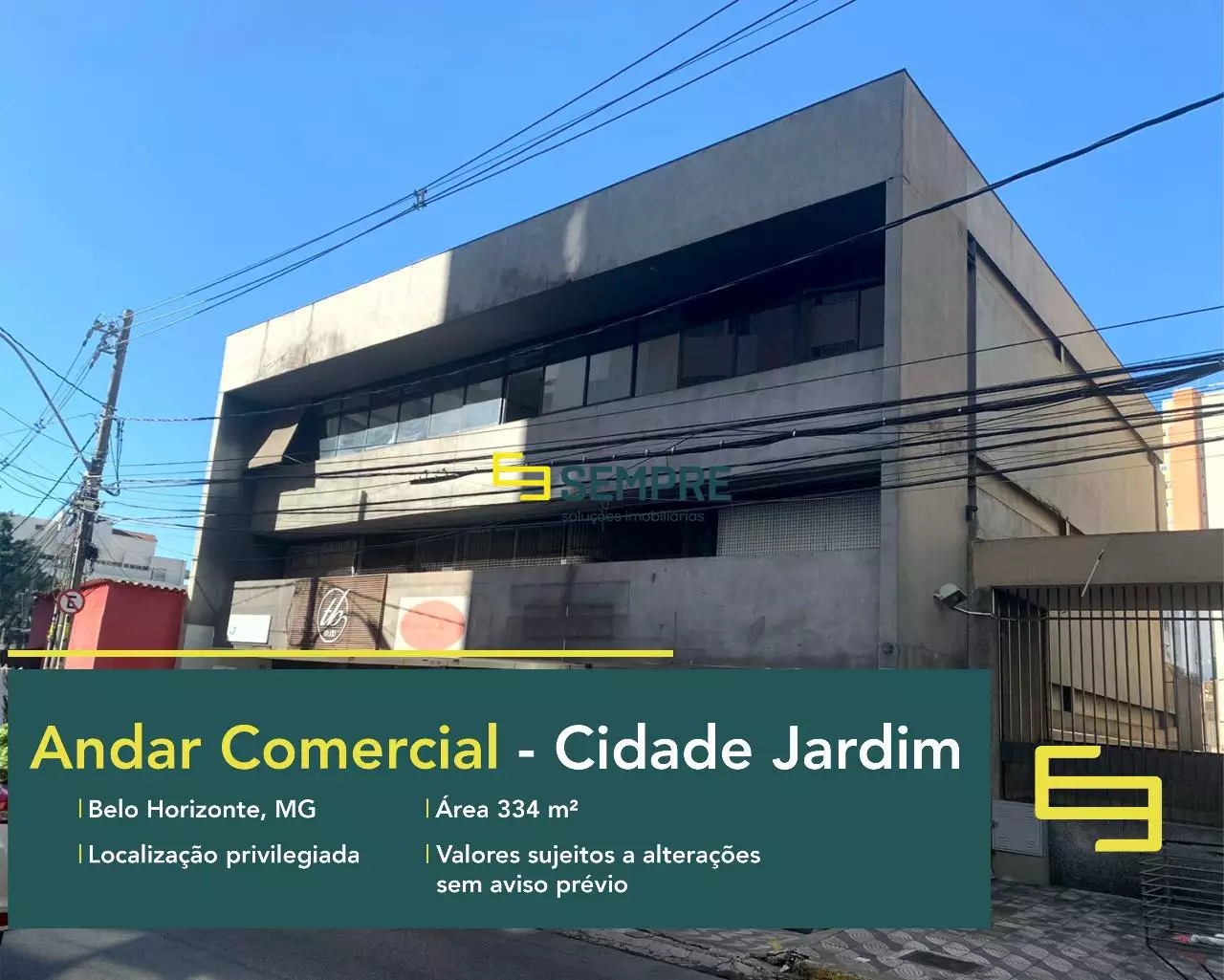 Andar corrido no Cidade Jardim à venda em Belo Horizonte, em excelente localização. O ponto comercial conta com área de 334 m².