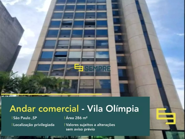 Andar corrido no edifício Beira Rio à venda em São Paulo, em excelente localização. O ponto comercial conta com área de 286,13 m².