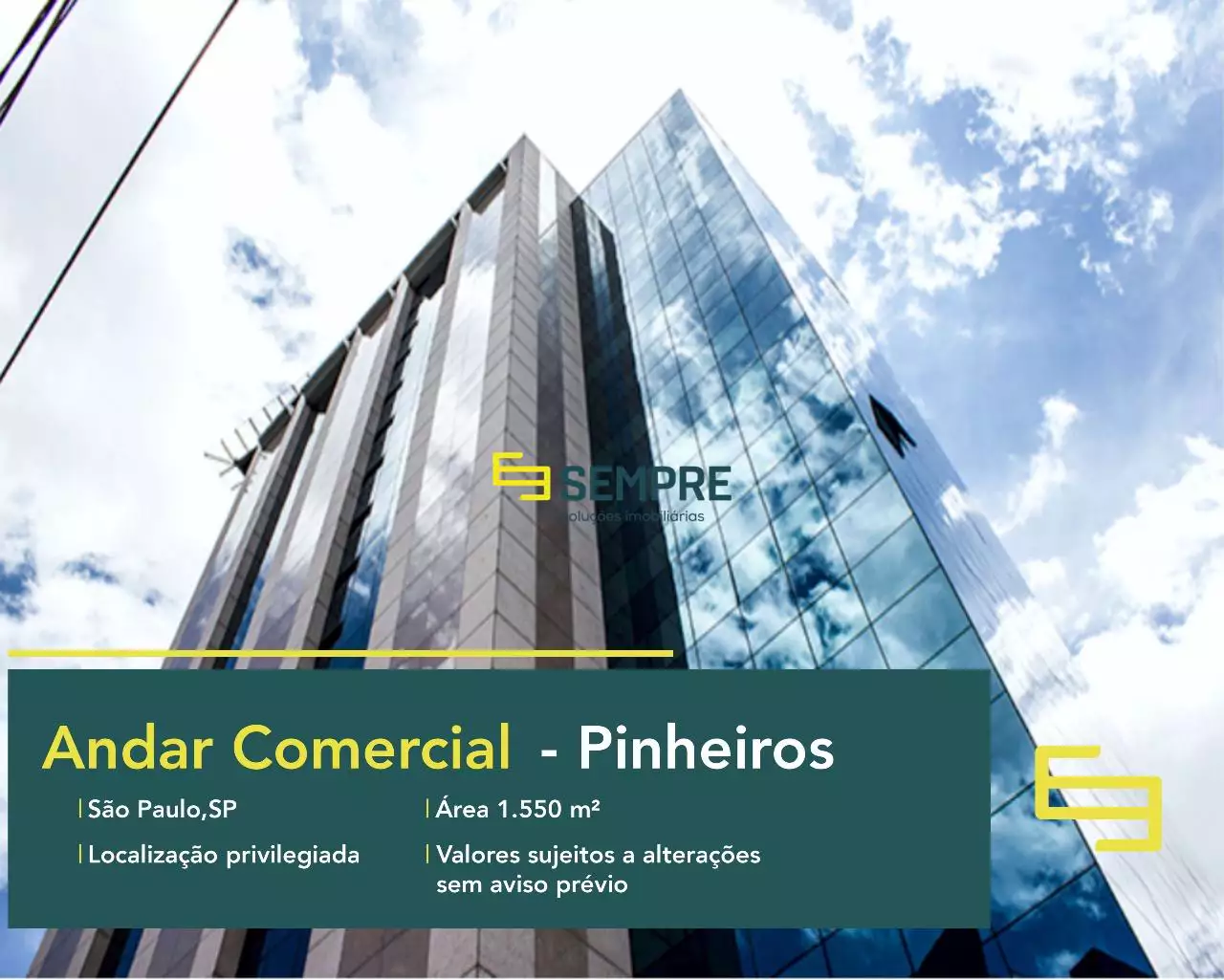 Andar comercial no Edifício Company Plaza para locação em São Paulo, em excelente localização. O ponto comercial conta com área de 1.550 m².