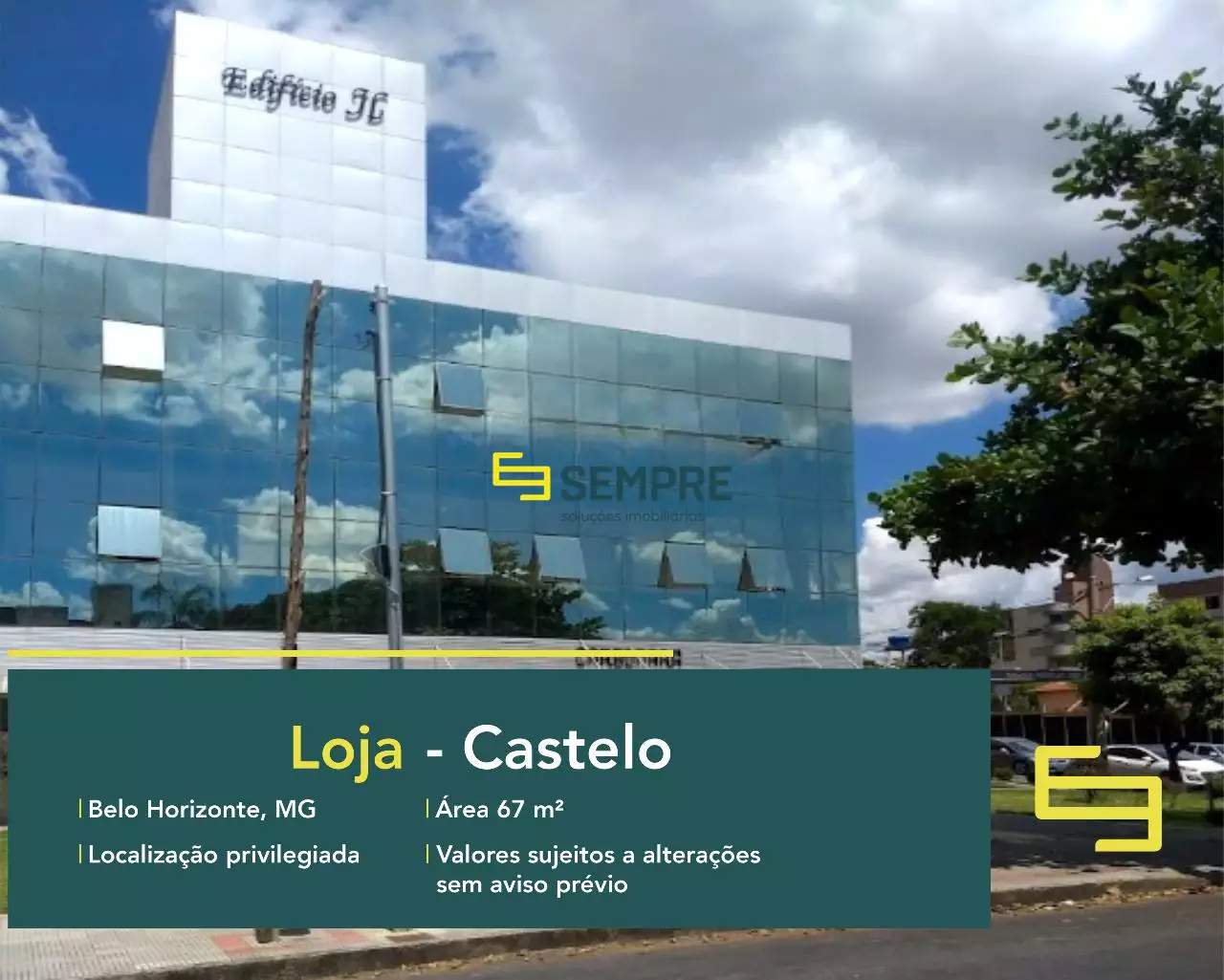 Loja no Castelo para alugar em Belo Horizonte, em excelente localização. O ponto comercial conta com área de 67 m².