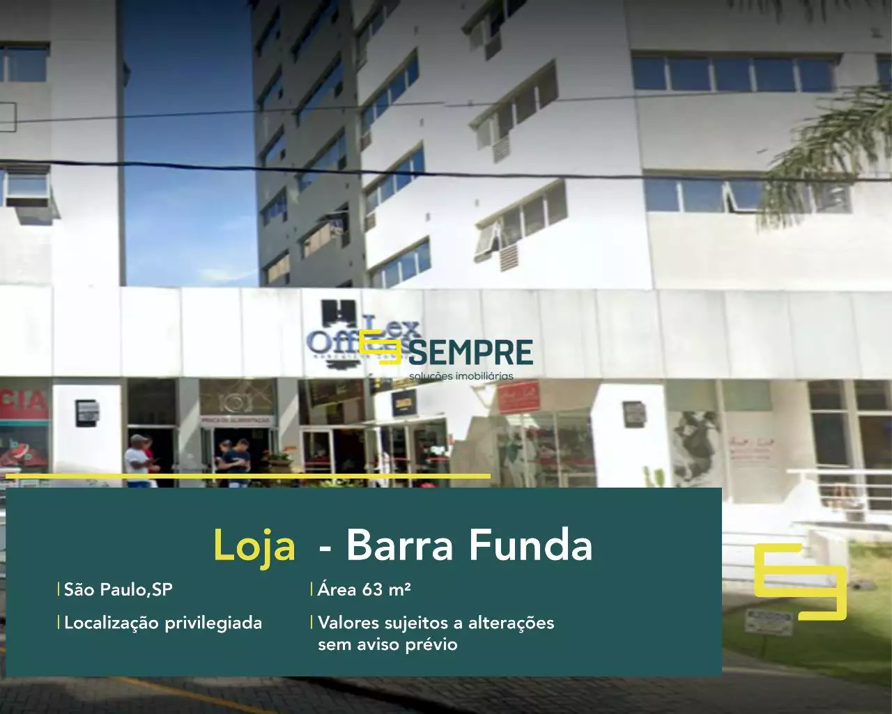 Loja no bairro Barra Funda para alugar em São Paulo, em excelente localização. O ponto comercial conta com área de 63,54 m².