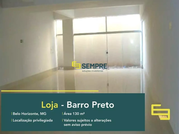 Ponto comercial no Barro Preto para alugar em Belo Horizonte, em excelente localização. O ponto comercial conta com área de 130 m².