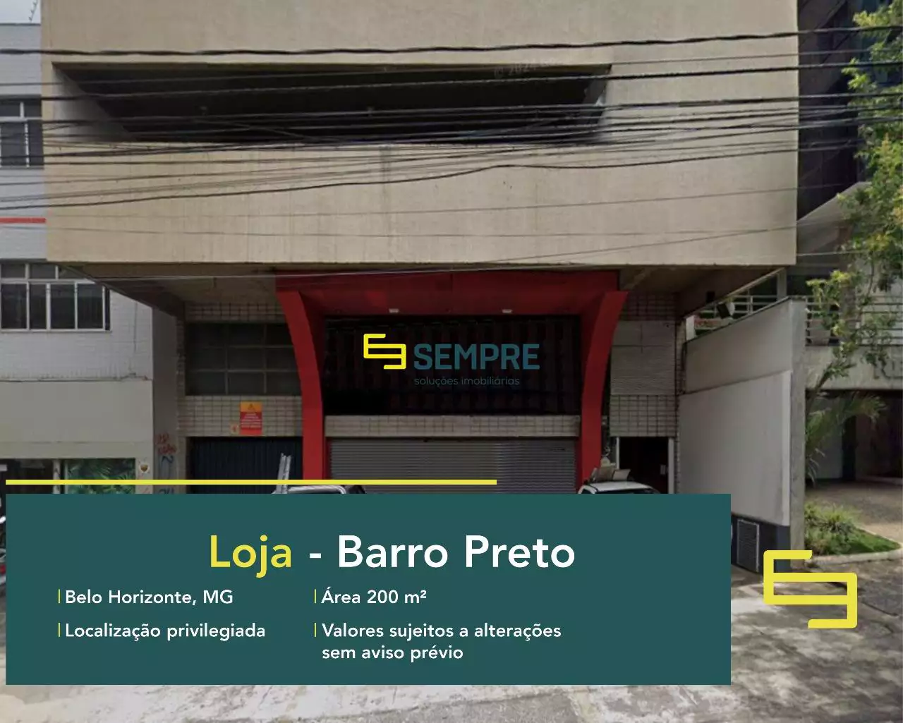 Estabelecimento comercial no Barro Preto para locação em BH, em excelente localização. O ponto comercial conta com área de 200 m².