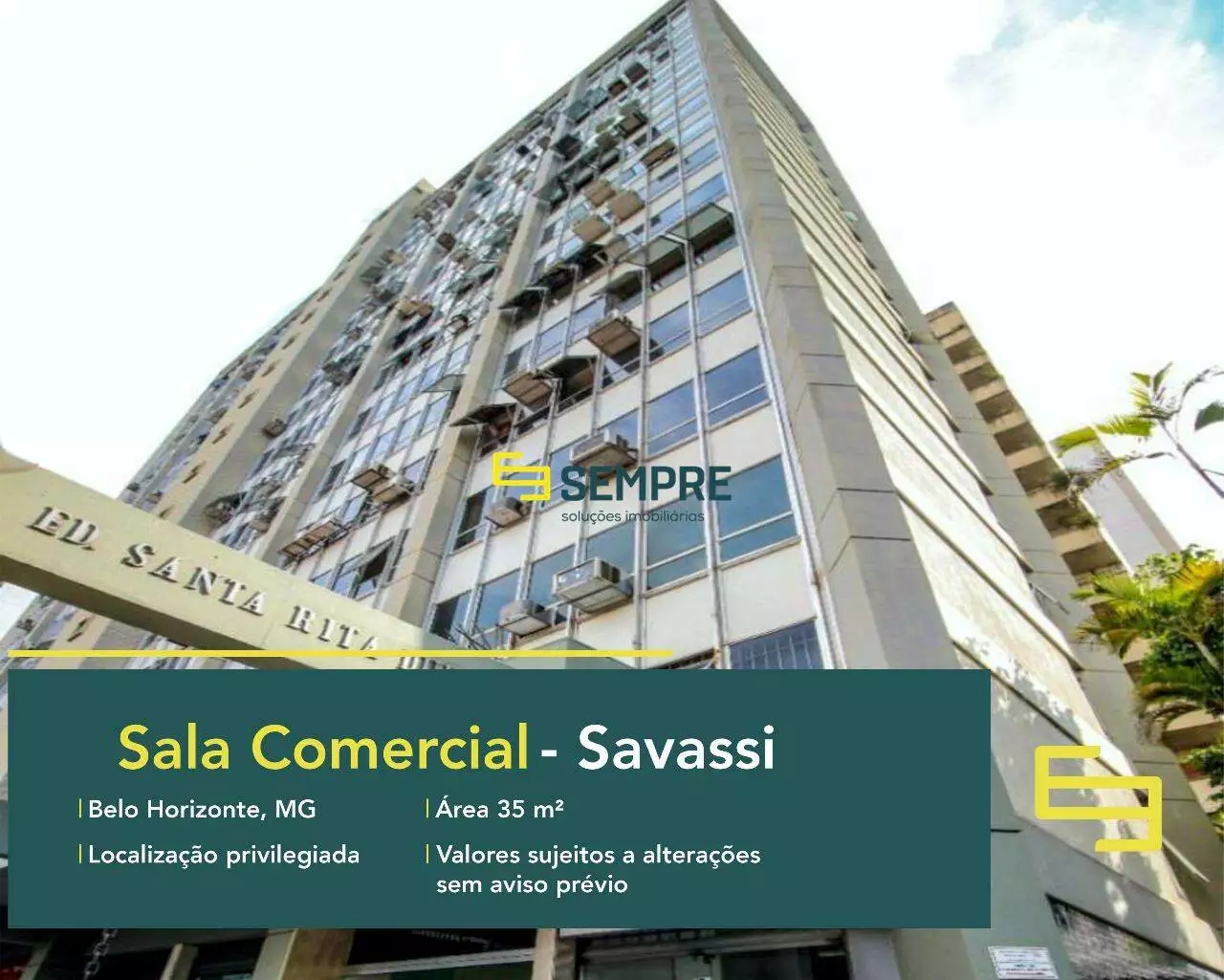 Sala comercial em excelente localização à venda em BH - Savassi. O ponto comercial conta com área de 35 m².