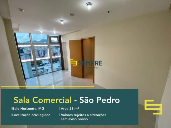 Sala comercial no São Pedro à venda em Belo Horizonte, em excelente localização. O ponto comercial conta com área de 23 m².