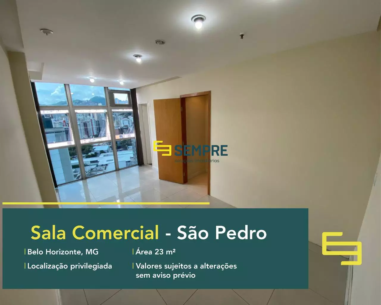 Sala comercial no São Pedro à venda em Belo Horizonte, em excelente localização. O ponto comercial conta com área de 23 m².