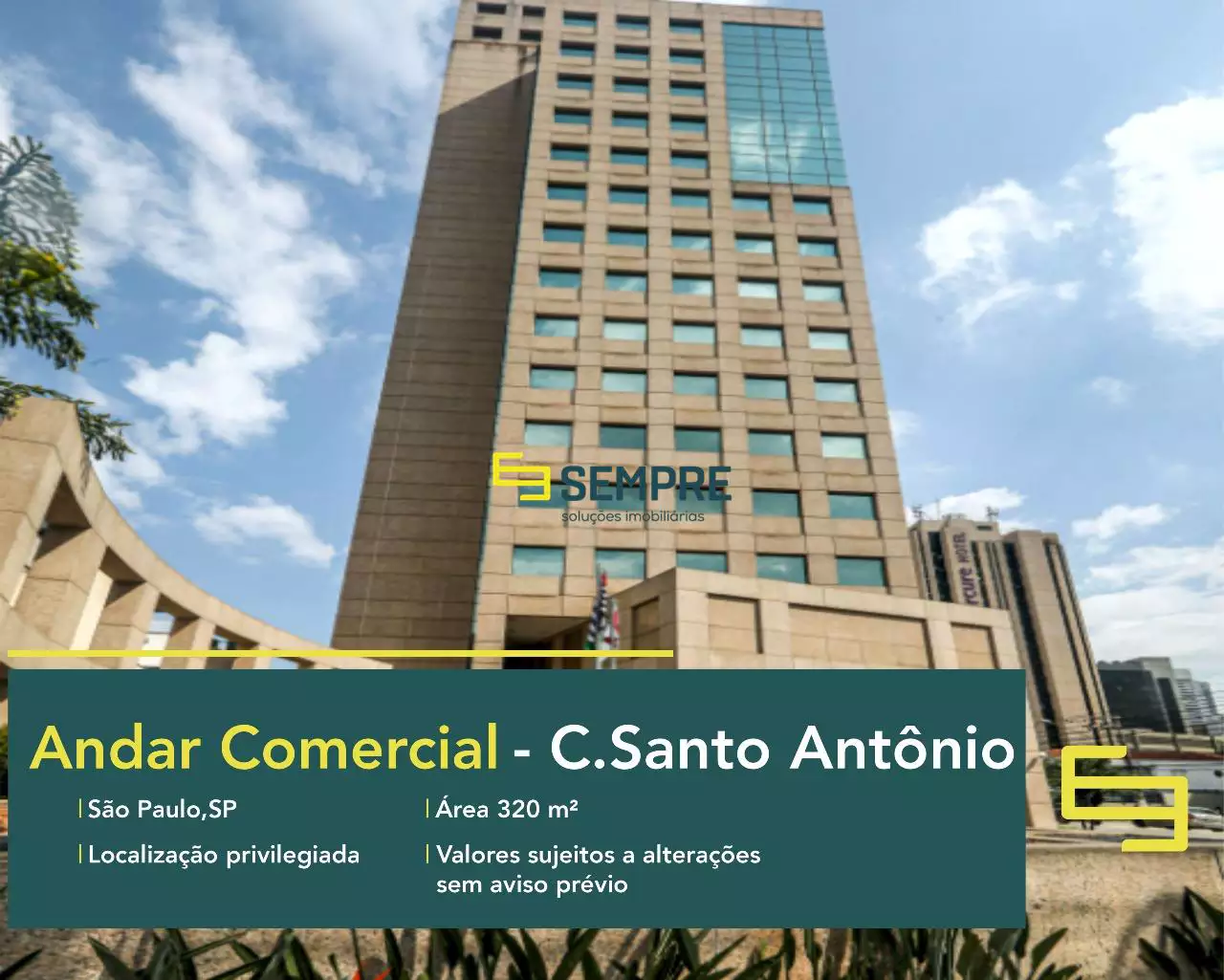Andar corporativo no Chácara Santo Antônio em São Paulo, em excelente localização. O ponto comercial conta com área de 320 m².