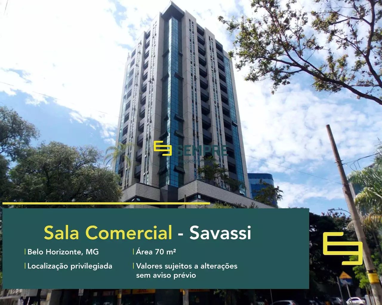 Sala comercial no Ed Monthélie à venda na Savassi - BH, em excelente localização. O ponto comercial conta com área de 70 m².