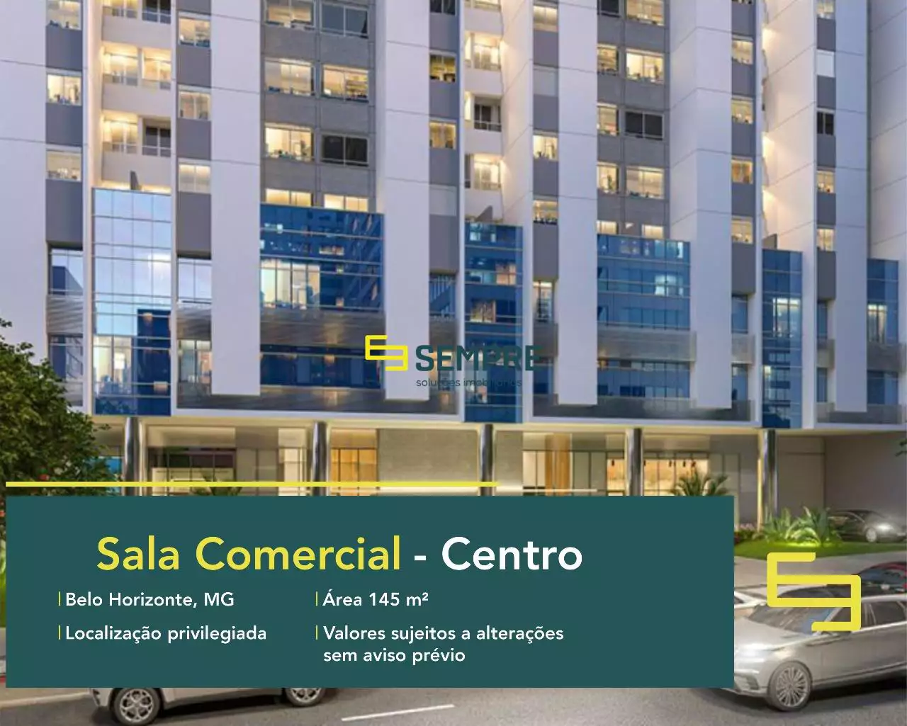 Sala comercial no Edifício Metrópolis em BH - Centro, em excelente localização. O ponto comercial conta com área de 145,94 m².